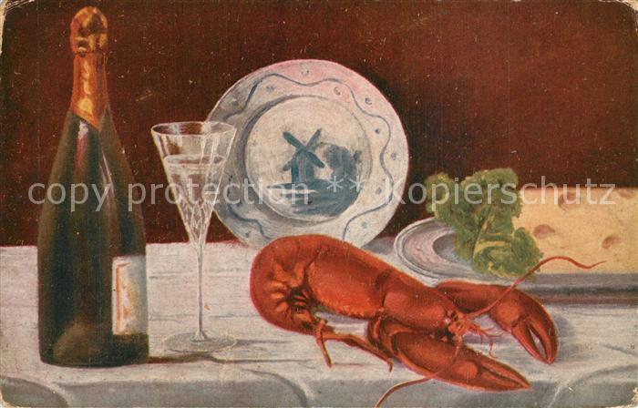 Meerestiere Hummer Sekt K?se K?nstlerkarte
