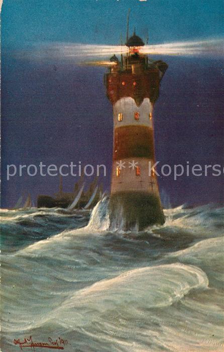 Leuchtturm Lighthouse Rote Sand Weserm?ndung K?nstlerkarte