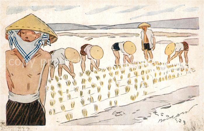 Landwirtschaft Vietnam K?nstlerkarte Riz d_Indo-Chine