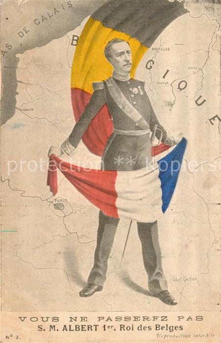 Adel Belgien Roi Albert 1er Fahne Frankreich Belgien