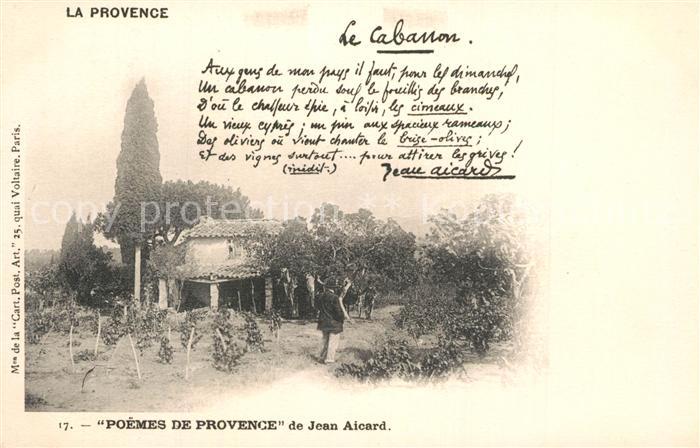 Gedicht auf AK Le Cabanon Jean Aicard