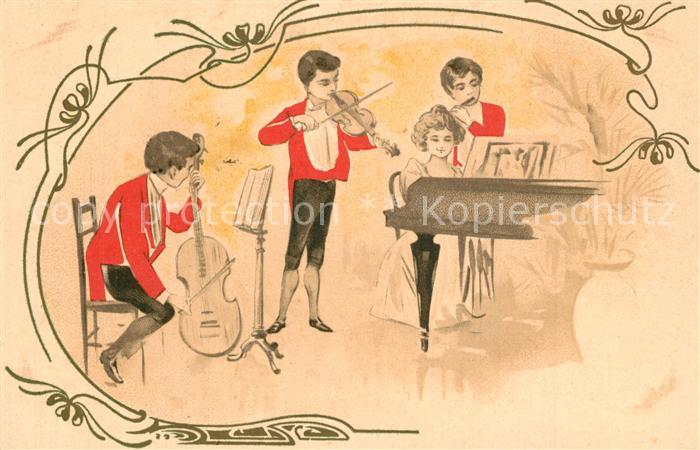 Musikanten Klavier Cello Geige Querfl?te K?nstlerkarte