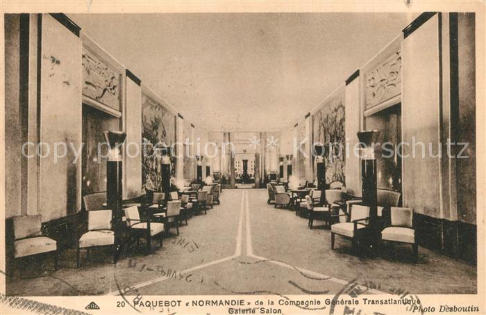 Dampfer Oceanliner Paquebot Normandie Galerie Salon