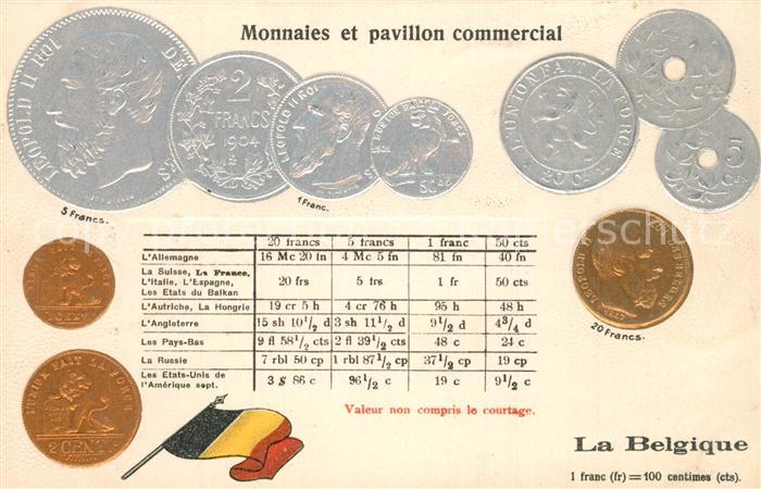 M?nze auf Ak Belgique Belgien