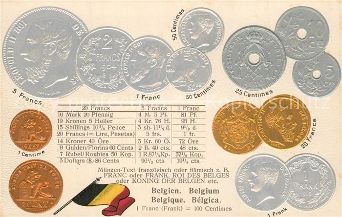 M?nze auf Ak Belgien Belgique