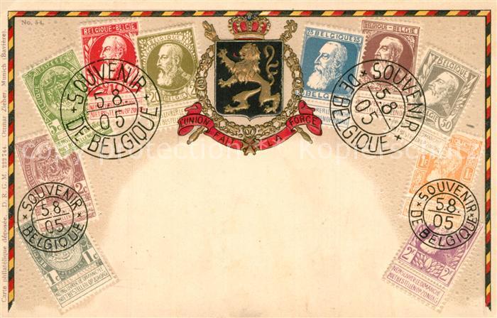 Briefmarken auf Postkarte Belgique