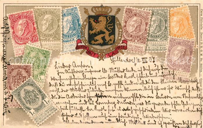 Briefmarken auf Postkarte Belgien Belgique
