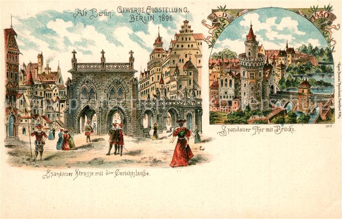 Ausstellung Gewerbe Berlin 1896 Spandauer Strasse Gerichtslaube Litho