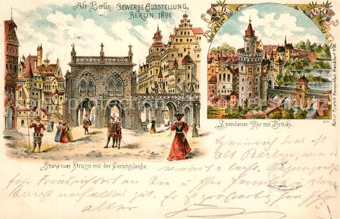 Ausstellung Gewerbe Berlin 1896 Spandauer Strasse Gerichtslaube Litho