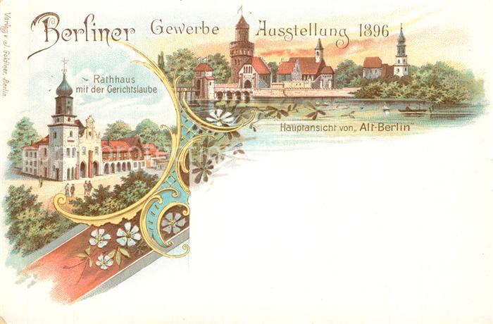 Ausstellung Gewerbe Berlin 1896 Rathaus Gerichtslaube Litho