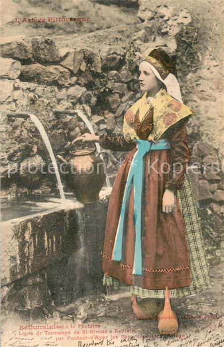 Bethmale Bethmalaise a la fontaine Types de la région Costumes Trachten