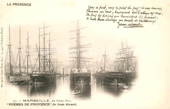 Marseille Bouches-du-Rhone Port Bâteaux Poemes de Provence de Jean