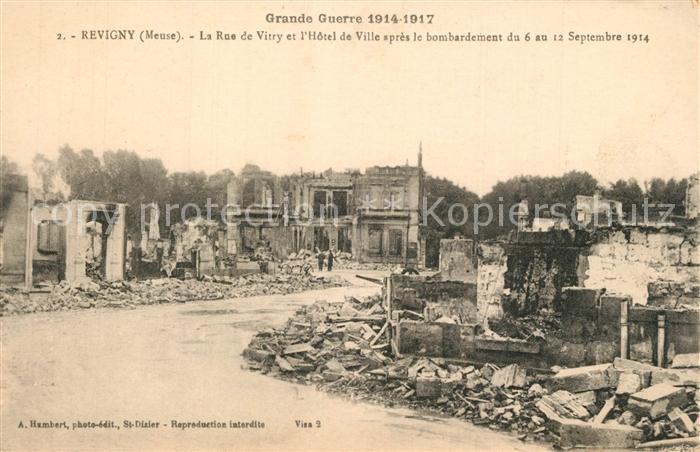Revigny-sur-Ornain Rue de Vitry Hôtel de Ville après le bombardement en 1914 Gra