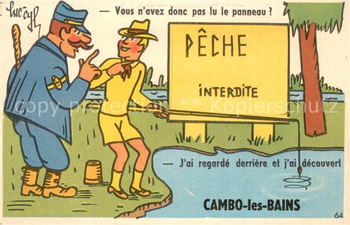 Cambo-les-Bains Pêcheurs Pêche interdite Angler Kuenstlerkarte