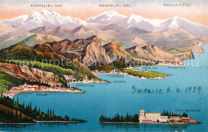 Gardasee Lago di Garda Panoramakarte