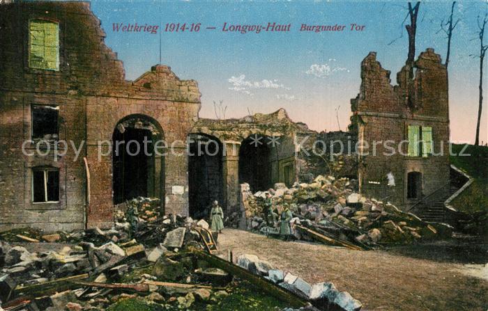 Longwy Lothringen WK1 Burgunder Tor zerstoert