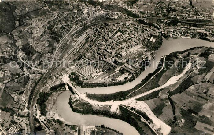 Bellegarde-sur-Valserine Vue aerienne la Boucle du Rhone et le Pont de Savoie