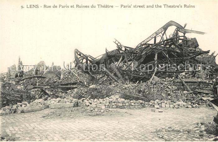 Lens Pas-de-Calais Rue de Paris et Ruines du Theatre