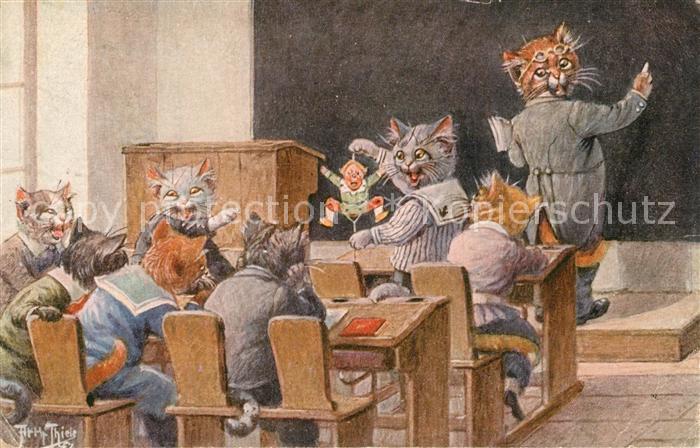 Thiele Arthur Eine kleine Unterbrechung Vermenschlicht Katzen Schule