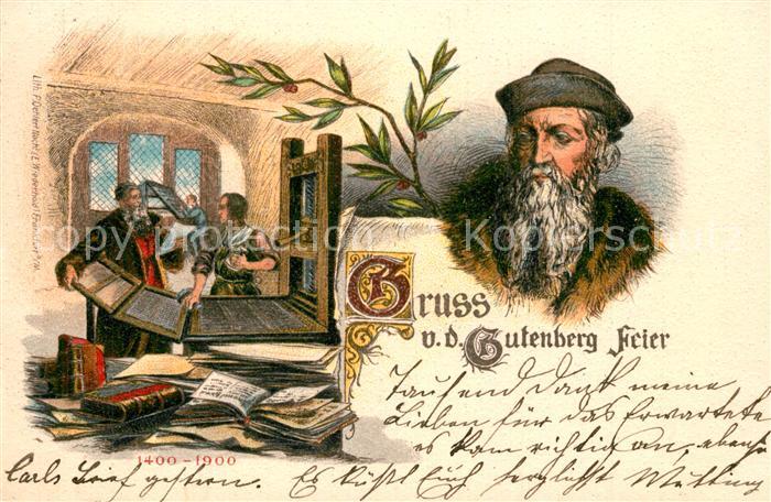 Gutenberg Johannes Buchdruck Litho