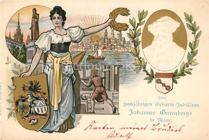 Gutenberg Johannes Buchdruck 500-j?hriges Geburts-Jubil?um Mainz