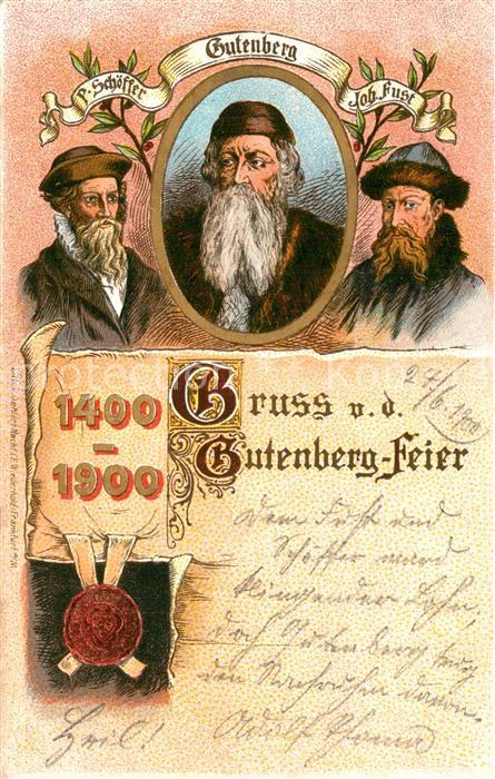 Gutenberg Johannes Buchdruck Peter Sch?ffer Johannes Fust Litho