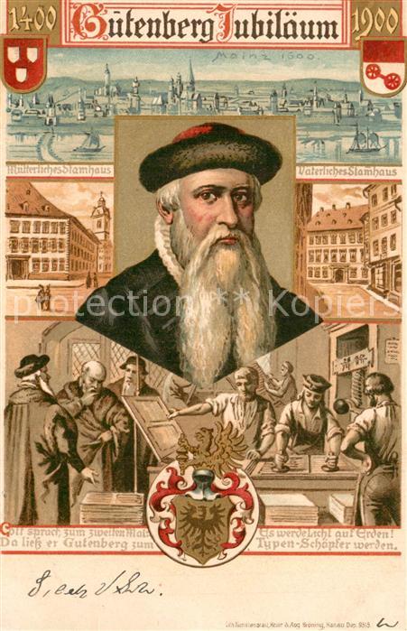 Gutenberg Johannes Buchdruck Jubil?um Litho