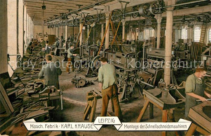 Buchdruck Maschinenfabrik Karl Krause Leipzig Montage der Schnellschneidemaschin