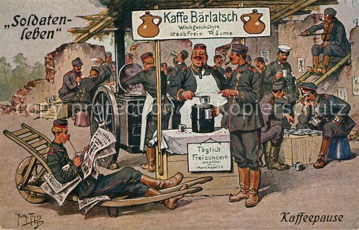 Thiele Arthur Soldatenleben Kaffeepause Skat Kaffe B?rlatsch