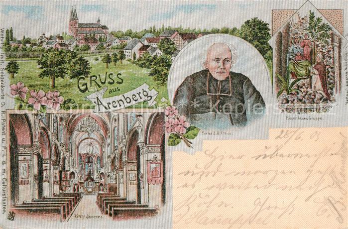 Seidenkarte imitiert Pfarrer Johann Baptist Kraus Arenberg