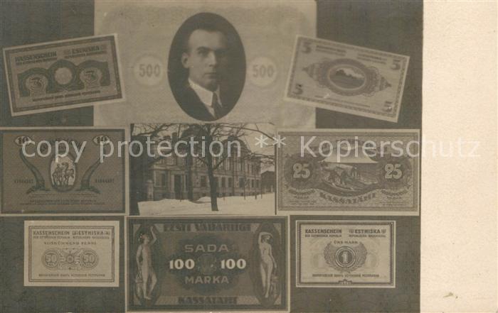 Geldschein auf Postkarte Kassenschein Estniska