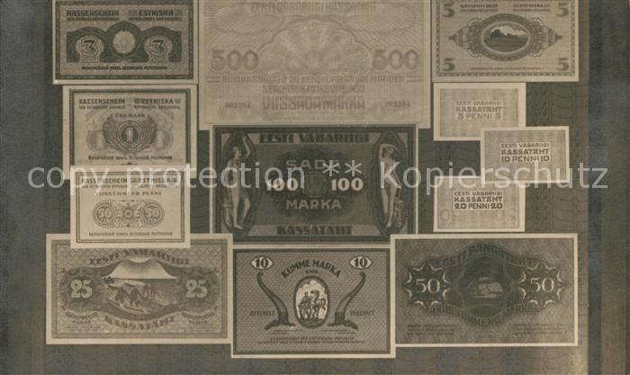 Geldschein auf Postkarte Kassenschein Estniska