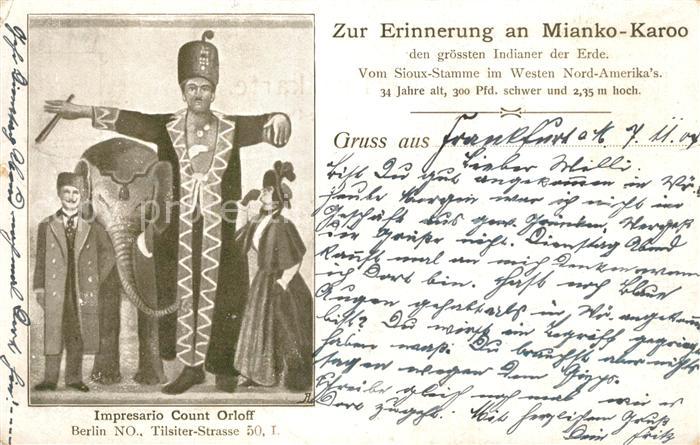Indianer Native American Mianko-Karoo Sioux-Stamm Impresario Count Orloff