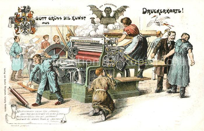 Druckerei Druckerkarte Druckteufel Litho