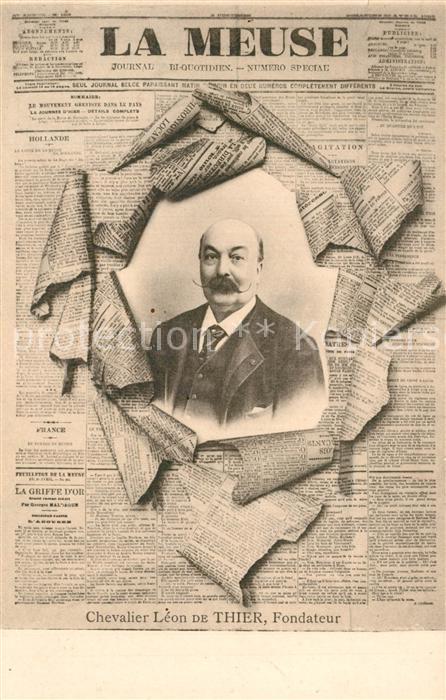 Zeitung La Meuse Chevalier Leon de Thier Fondateur