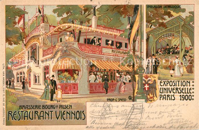 Exposition Universelle Paris 1900 Restaurant Viennois Litho Brasserie Pilsen