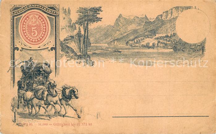 Postkutsche Jubil?umspostkarte Einf?hrung Briefmarke Schweiz