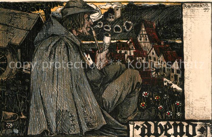 Schiestl Rudolf Abend Mann Pfeife