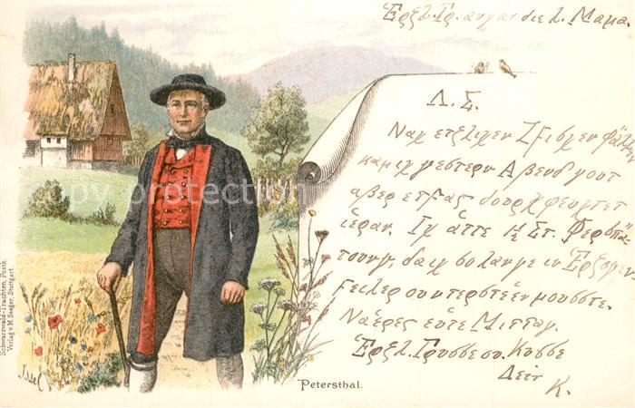 Trachten Schwarzwald Petersthal Litho K?nstler Issel