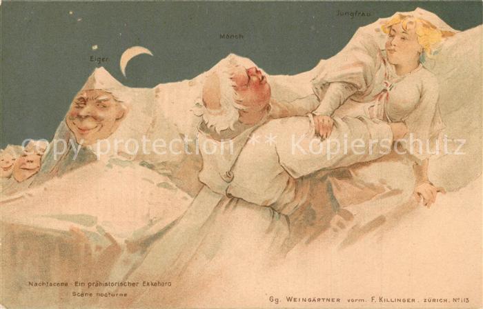 Berggesichter Eiger M?nch Jungfrau Litho