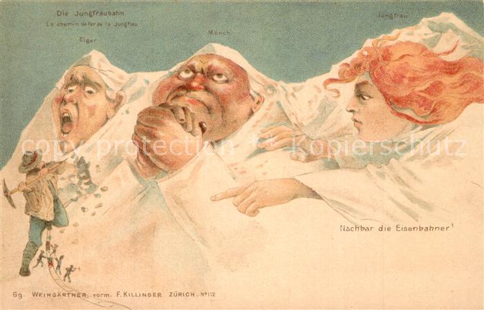 Berggesichter Jungfraubahn Eiger M?nch Jungfrau Litho