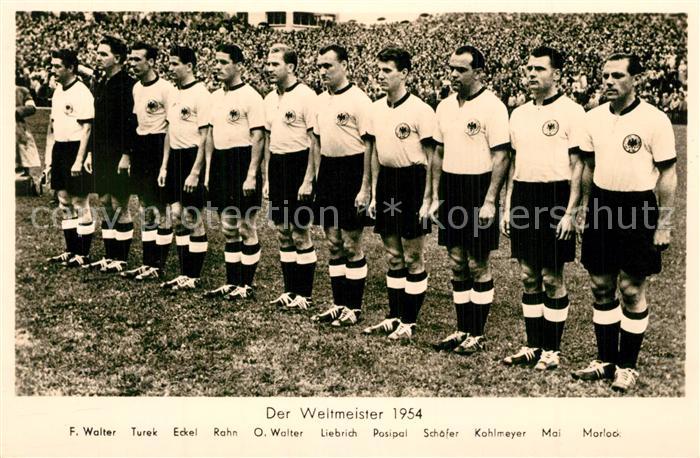 Fussball Deutschland Weltmeister 1954 Turek Eckel Rahn Liebrich Posipal