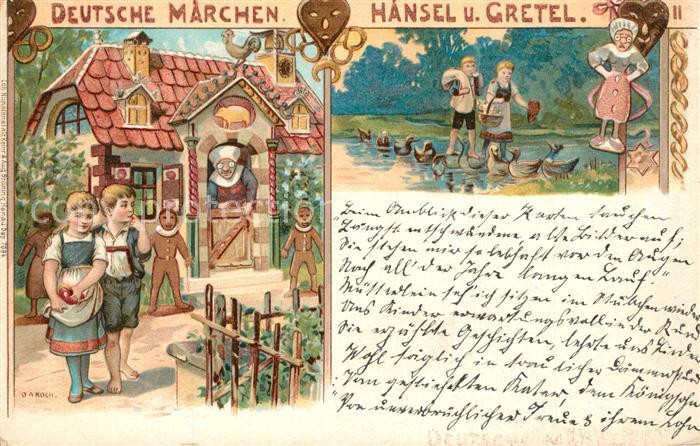 M?rchen Sagen H?nsel und Gretel Litho