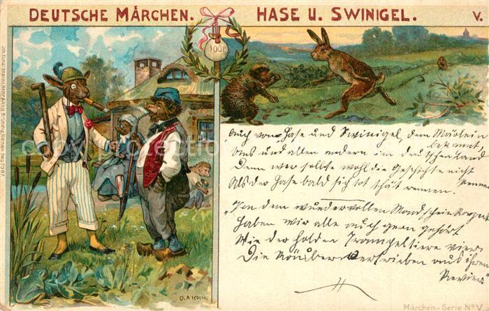 M?rchen Sagen Hase und Swinigel Litho