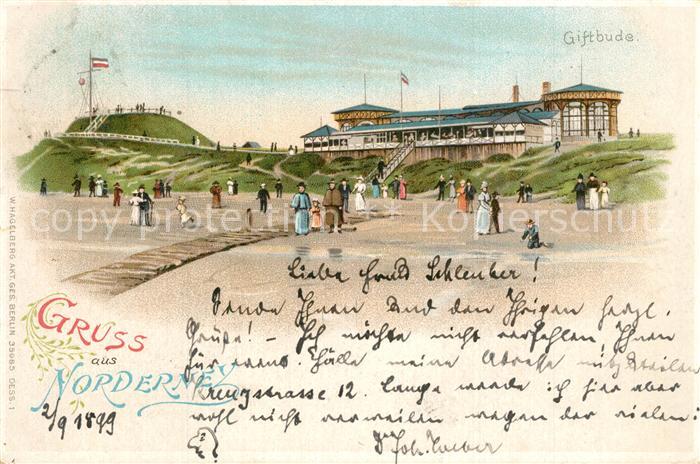 Verlag Hagelberg W. Nr. 35985 Norderney Giftbude Litho