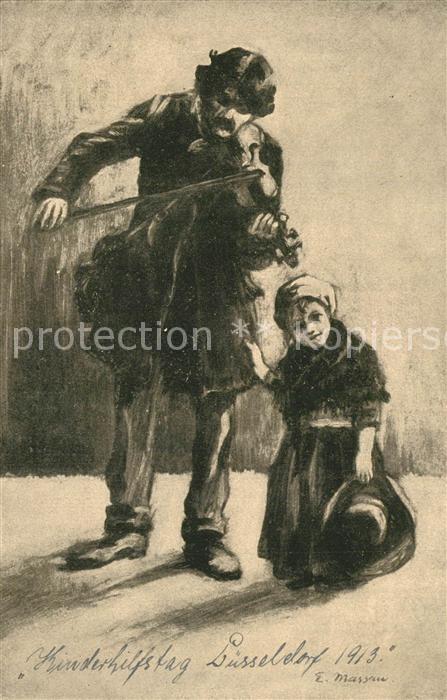 Kuenstlerkarte Edmund Massau Geigenspielen M?dchen