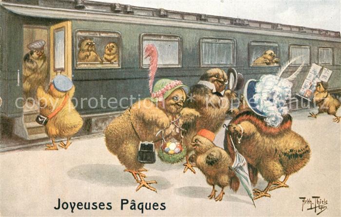 Thiele Arthur Vermenschlicht K?ken Ostern Hutmode Eisenbahn