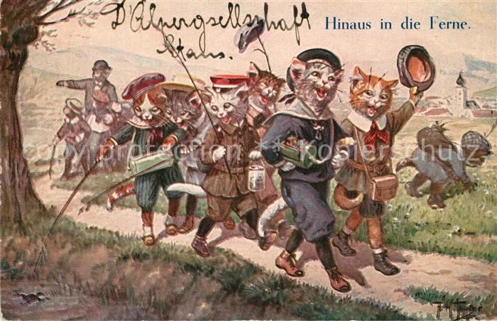 Thiele Arthur Hinaus in die Ferne Vermenschlicht Katzen