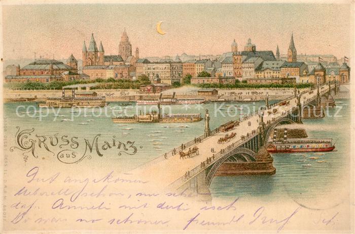 Hold to Light Mainz Dampfer Br?cke Litho