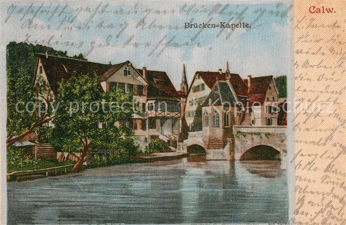 Seidenkarte imitiert Calw Br?cken-Kapelle
